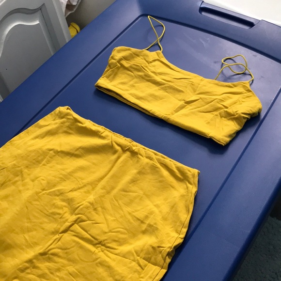 Mustard Yellow String Crop Top & Pencil Skirt Set - Picture 5 of 5